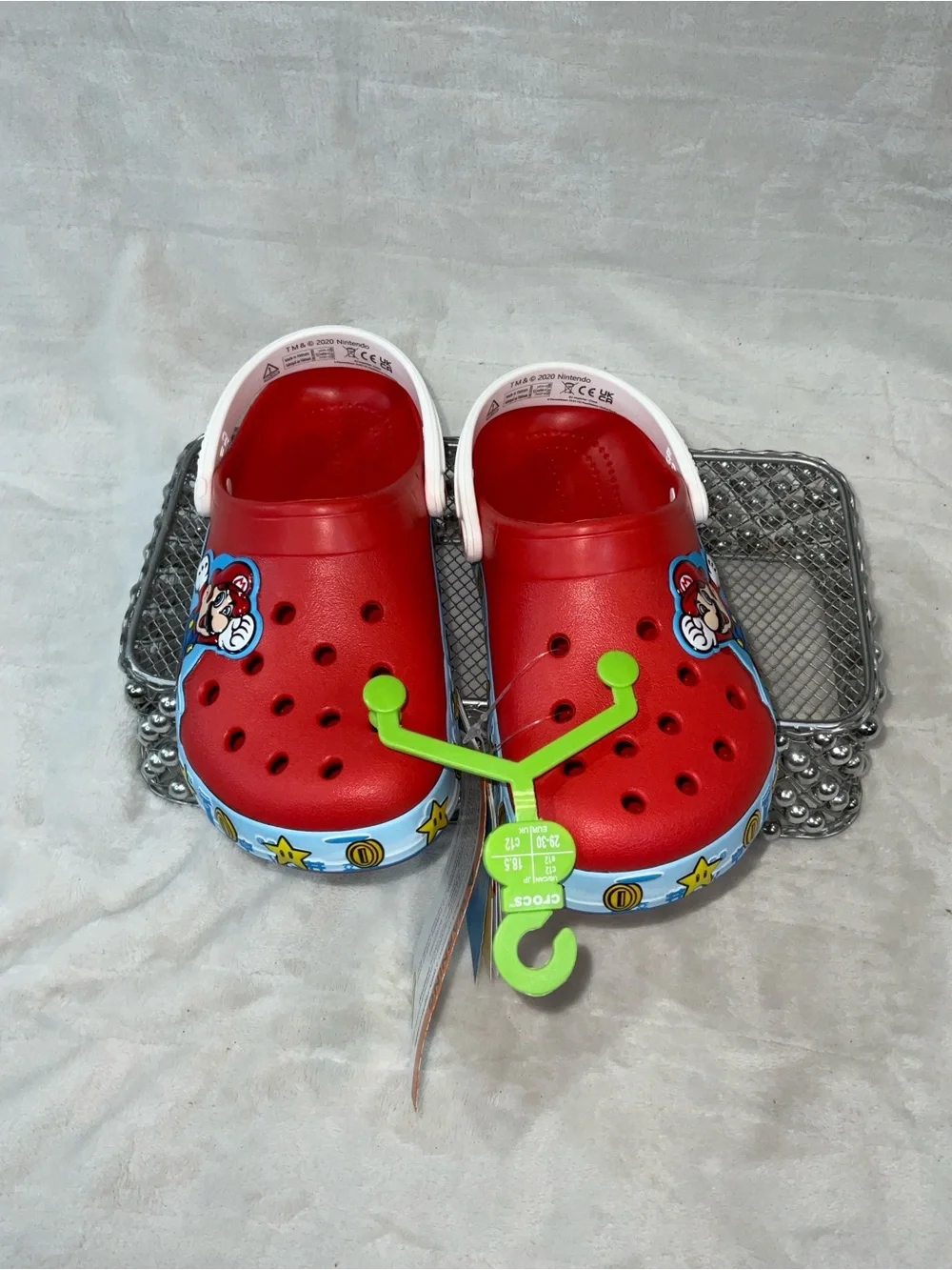 CROCS Kids Red Mario Clog Sandals with White Strap size 12C style 207059-8C1